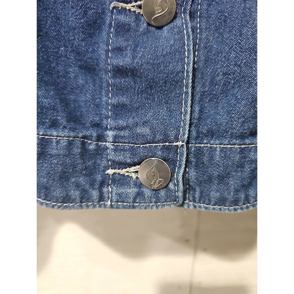 VTG Baby Phat Embroidered Cat Logo Denim Blue Jean Jacket Size M Dark Wash - Picture 6 of 9